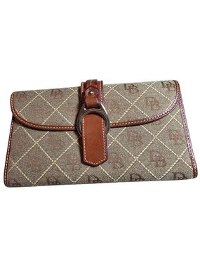 Vintage Dooney & Bourke Diamond DB Monogram Checkbook Wallet Leather